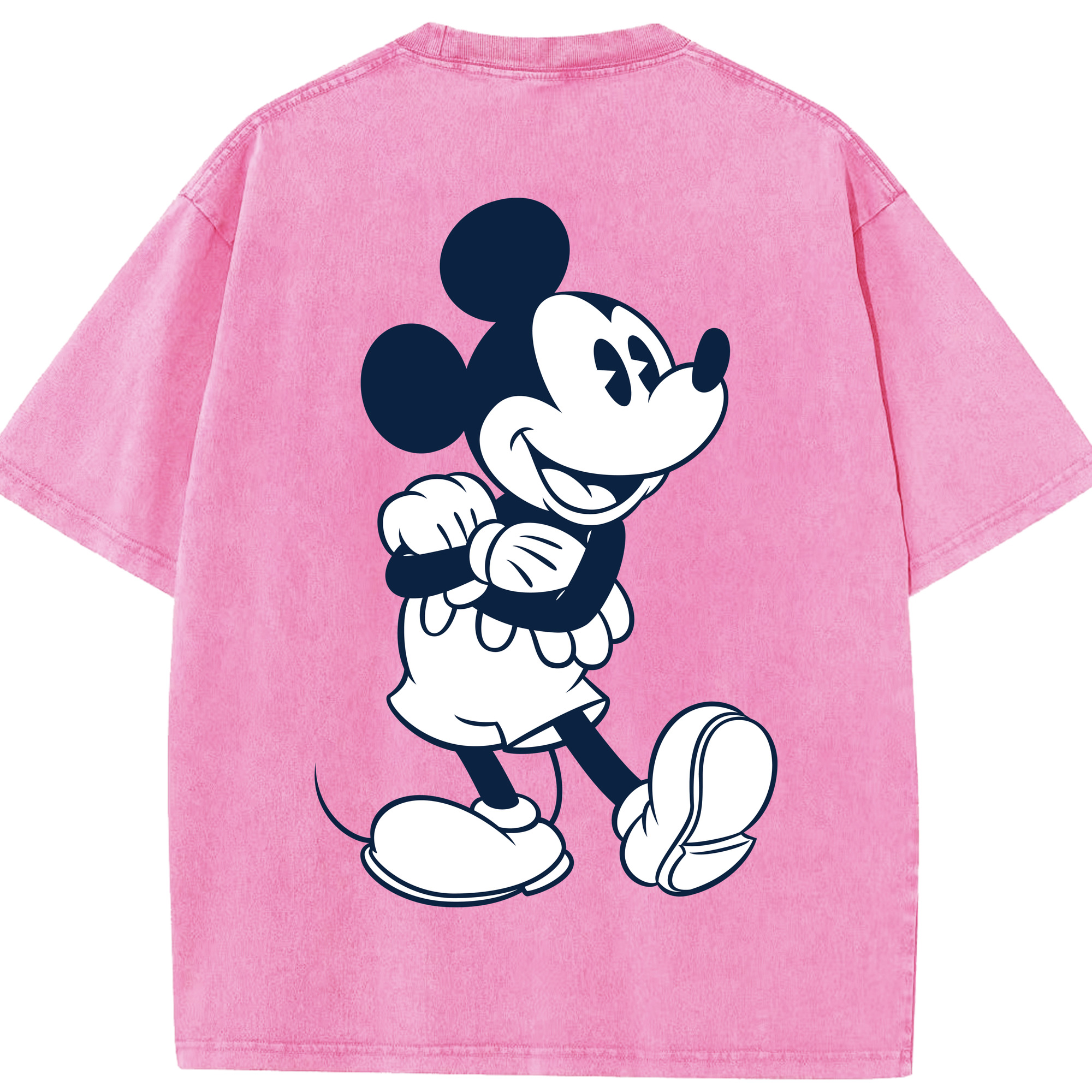 （画像用） ミッキーマウス Mickey Mouse 綿100% ヴィンテージ風 半袖Tシャツ（背面プリント）